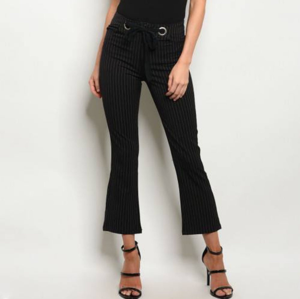 PINSTRIPE KICK FLARE PANTS in black - Picture 5 of 6